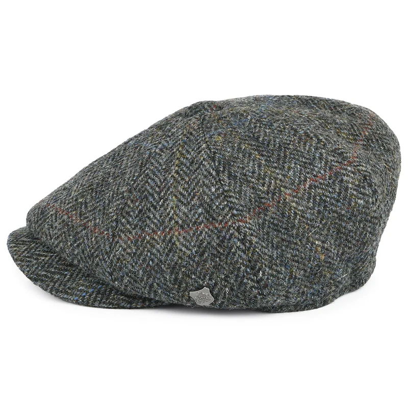Casquette Gavroche en HARRIS TWEED à Chevrons Carloway mélange de gris FAILSWORTH