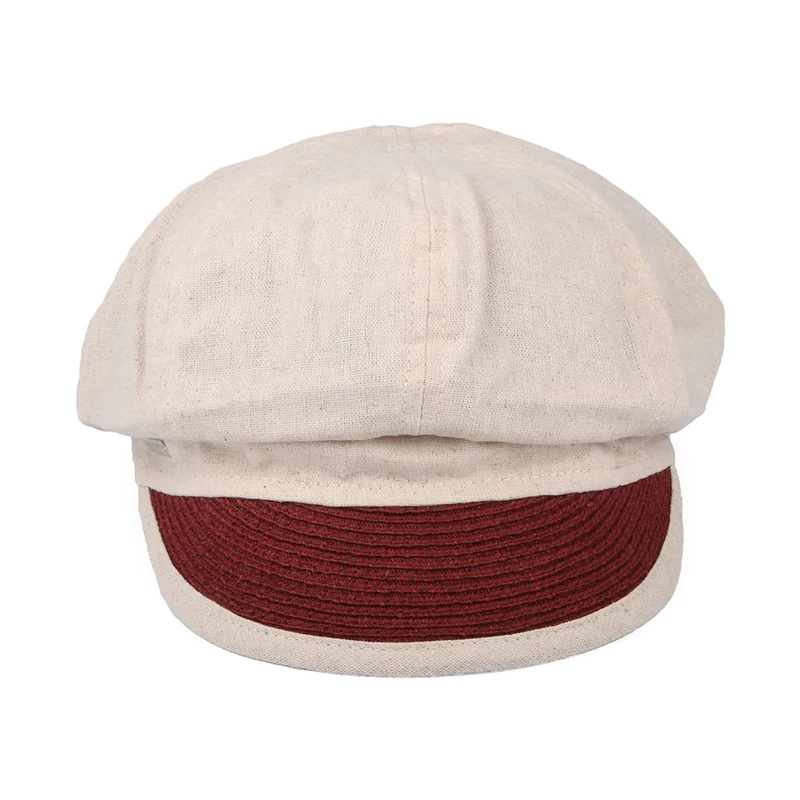 Casquette Gavroche en Coton et Lin sable-bordeaux SEEBERGER