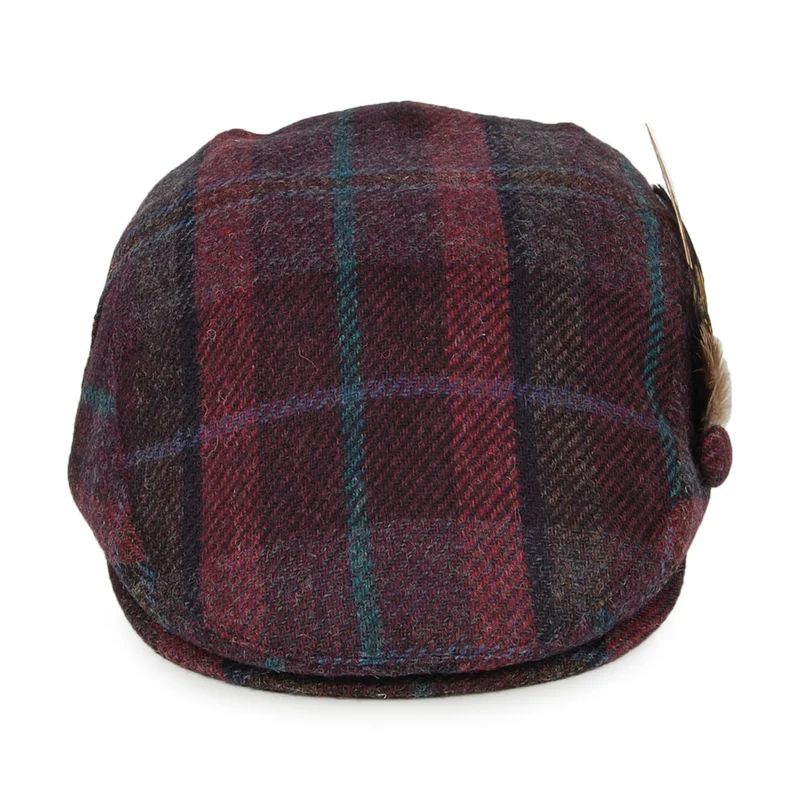 Casquette Plate en Laine Britannique Tartan avec Plume indigo FAILSWORTH