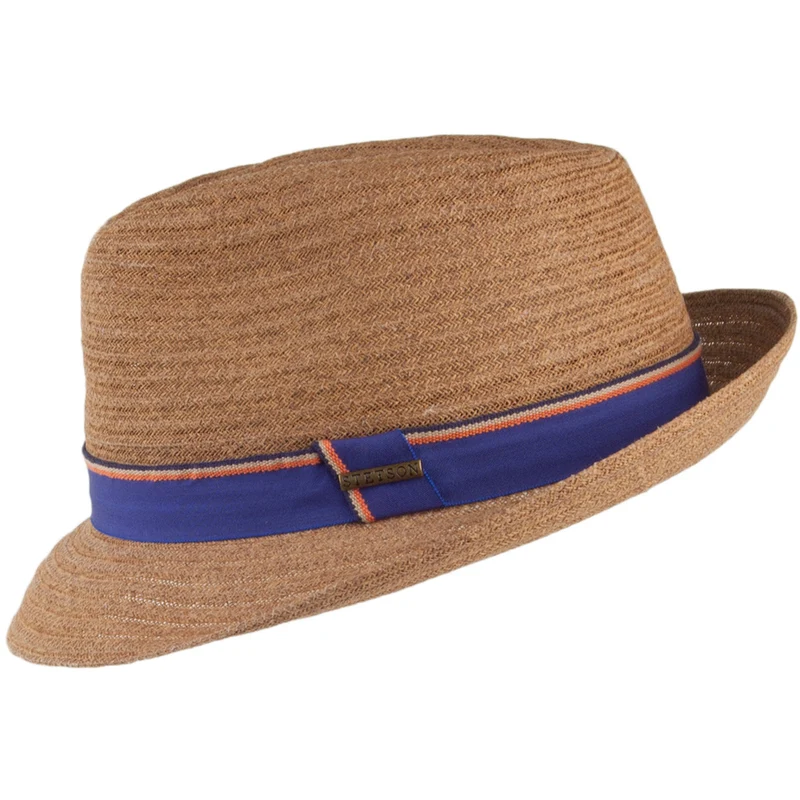 Chapeau Trilby en Paille Toyo Player marron avec Bandeau à Rayures STETSON