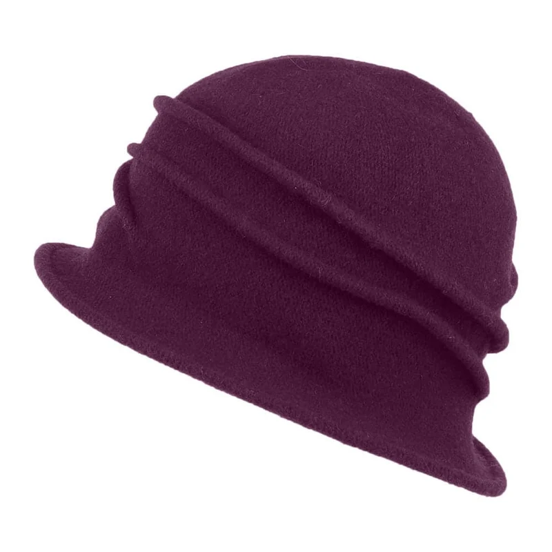 Chapeau Cloche en Laine avec Rosette Sienna violet SCALA