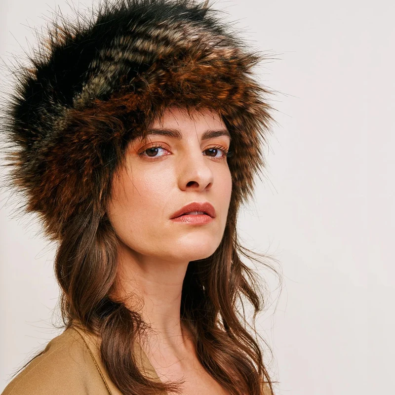 Chapeau Calot Femme Hiver en Fausse Fourrure brun caille HELEN MOORE