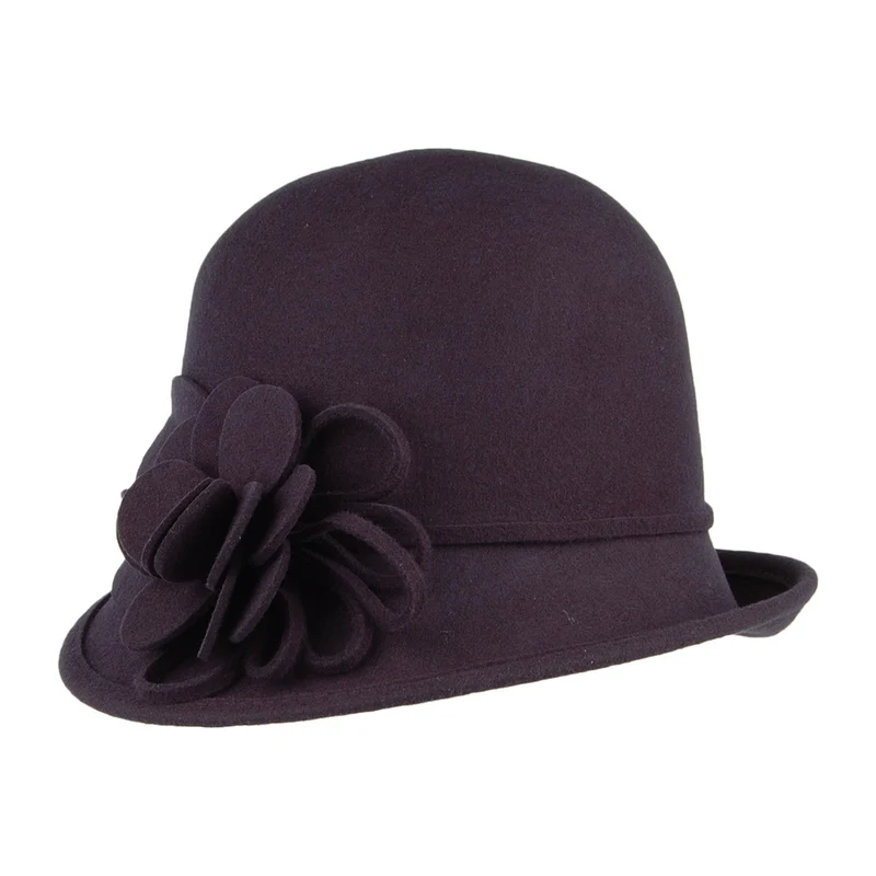 Chapeau Cloche en Laine Feutrée Alice bleu marine FAILSWORTH
