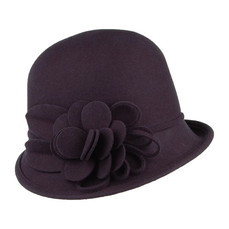 Chapeau Cloche en Laine Feutrée Alice bleu marine FAILSWORTH