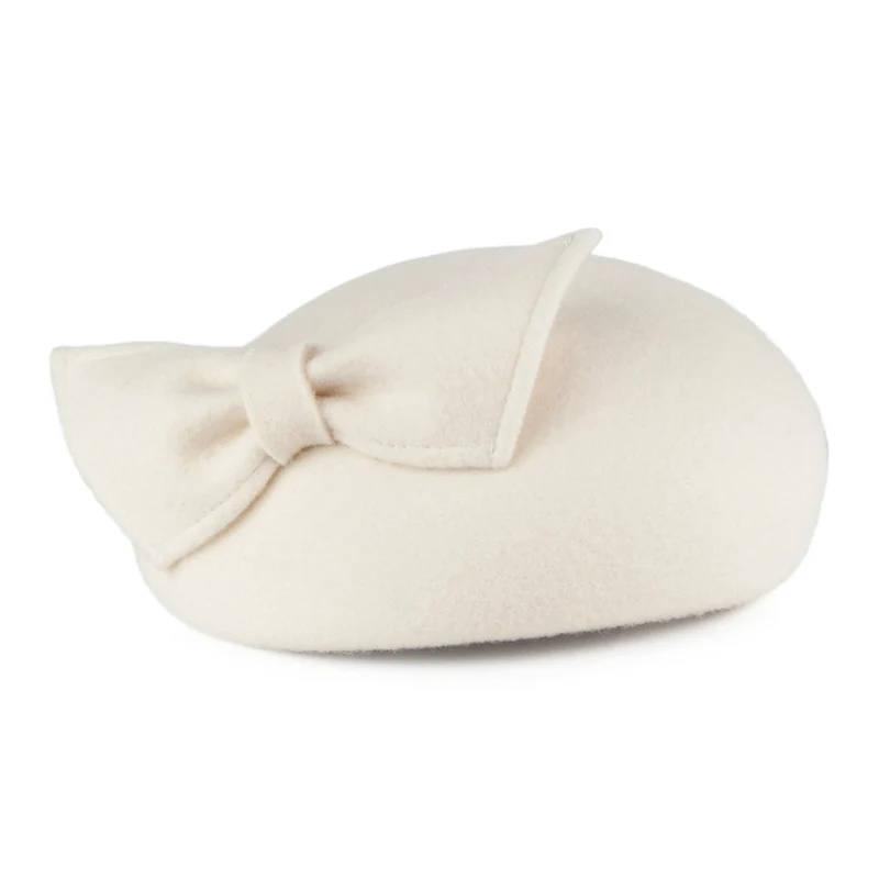 Chapeau Calot avec Nœud Kate blanc hiver WHITELEY