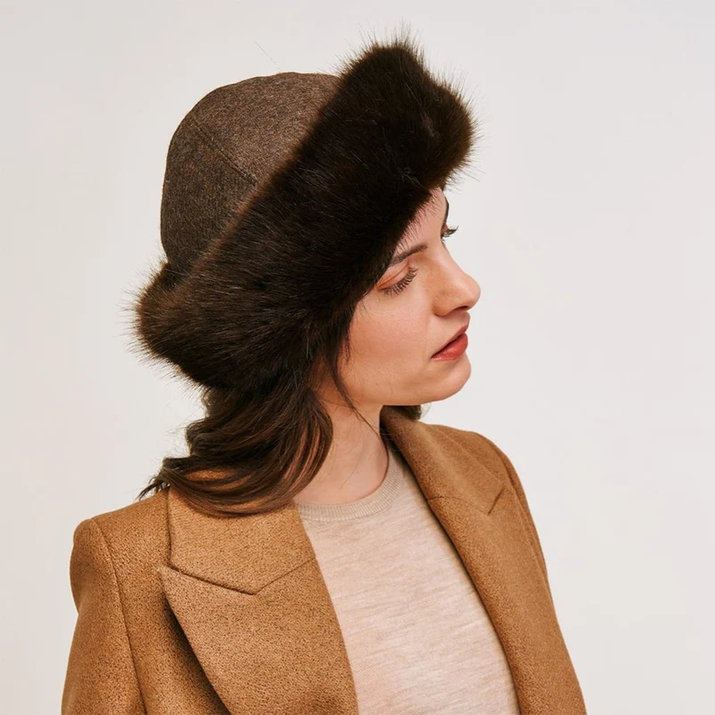 Chapeau Hiver en Fausse Fourrure Lara marron HELEN MOORE