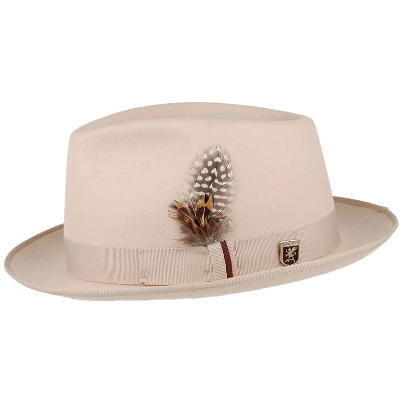Chapeau Fedora C-Crown en Laine Hebron beige STACY ADAMS