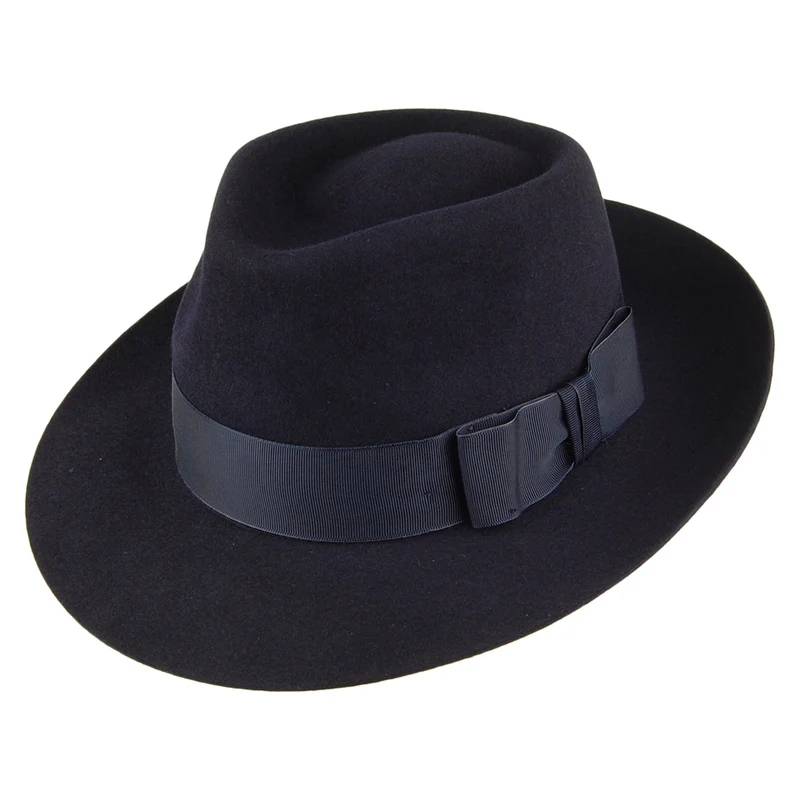 Chapeau Fedora en Fourrure Feutrée Casablanca bleu marine CHRISTYS