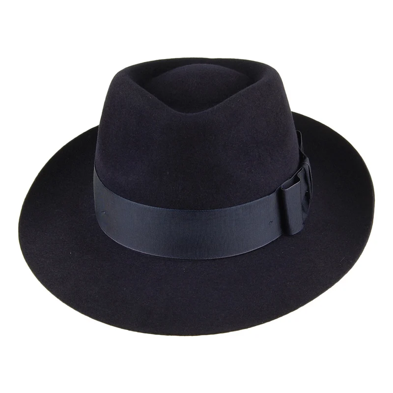 Chapeau Fedora en Fourrure Feutrée Casablanca bleu marine CHRISTYS