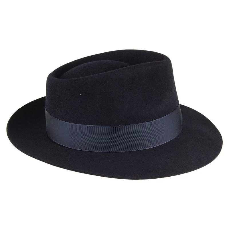 Chapeau Fedora en Fourrure Feutrée Casablanca bleu marine CHRISTYS