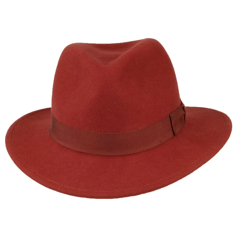 Chapeau Fedora en Laine Feutrée Déformable Hydrofuge Curtis henné BAILEY