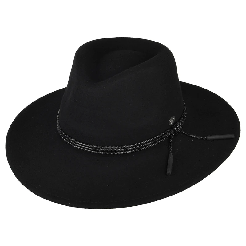 Chapeau Australien en Laine Feutrée Piston noir BAILEY