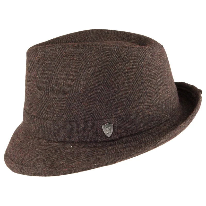 Chapeau Trilby en Laine Mélangée marron DORFMAN PACIFIC