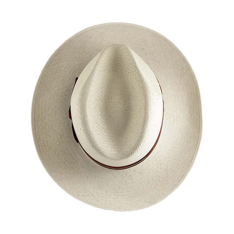 Chapeau Fedora Panama à Bord Rabattable naturel avec Bandeau à Rayures OLNEY