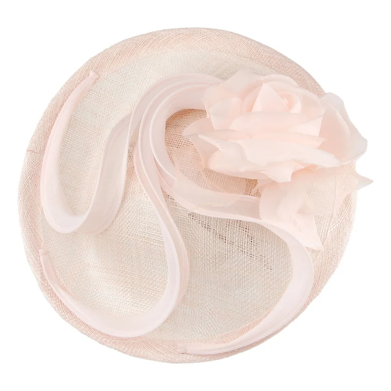 Chapeau Bibi Disque avec Rose rose clair WHITELEY