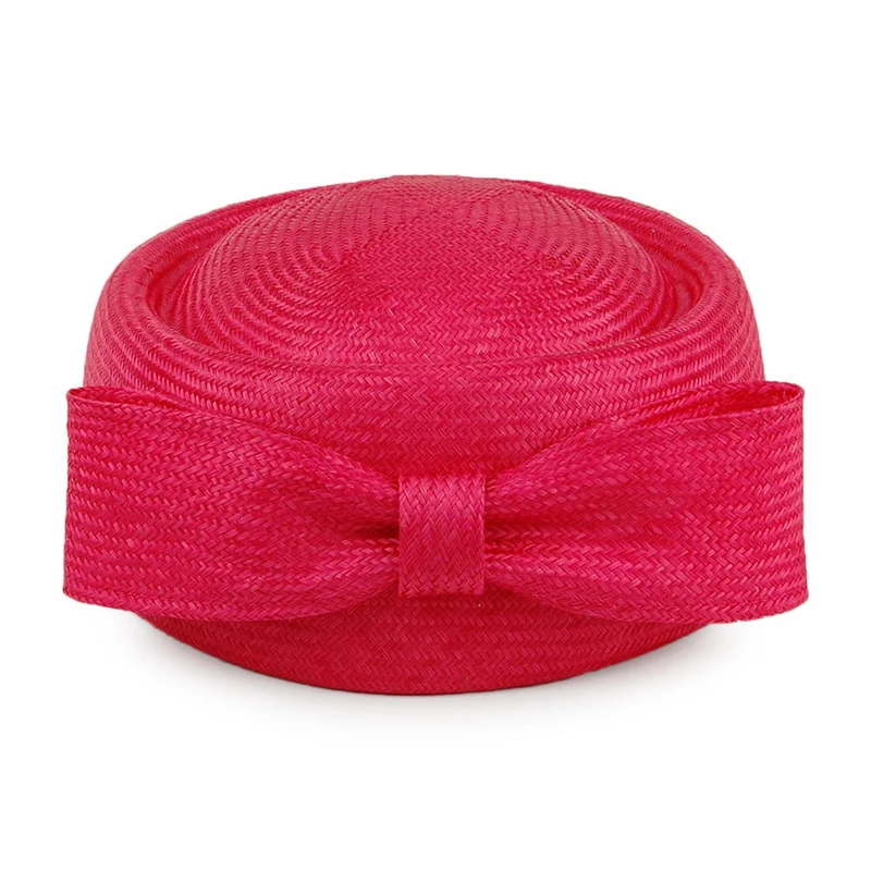Chapeau Calot en Paille Jackie O framboise WHITELEY