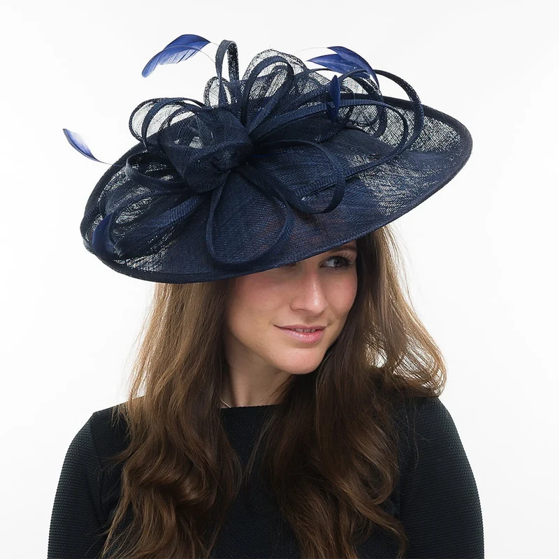 Chapeau Bibi Disque Molly bleu marine JANE ANNE DESIGNS