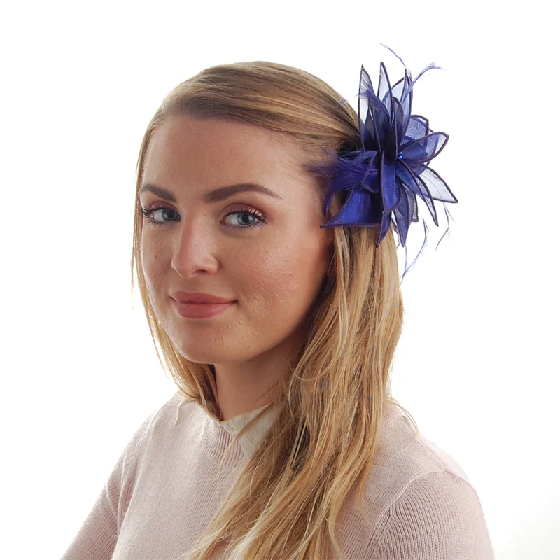 Chapeau Bibi Organza à Pince Lily bleu FAILSWORTH
