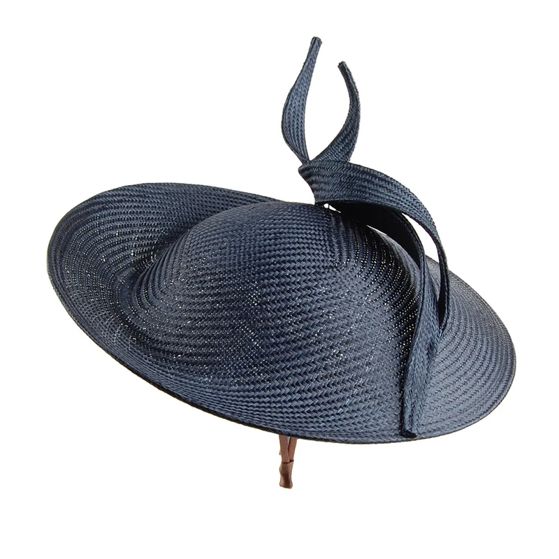 Chapeau Bibi Disque en Paille Marian bleu marine WHITELEY