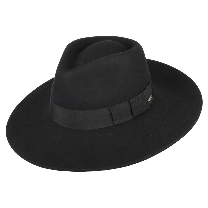 Chapeau Fedora à Bord Large en Laine Feutrée Joanna noir BRIXTON