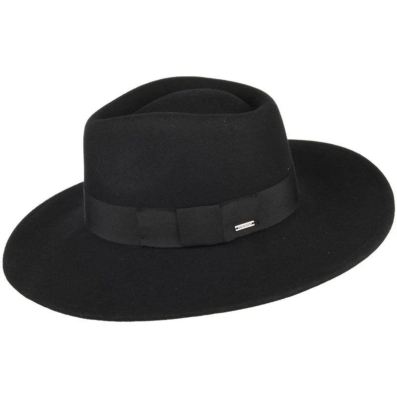 Chapeau Fedora à Bord Large en Laine Feutrée Joanna noir BRIXTON