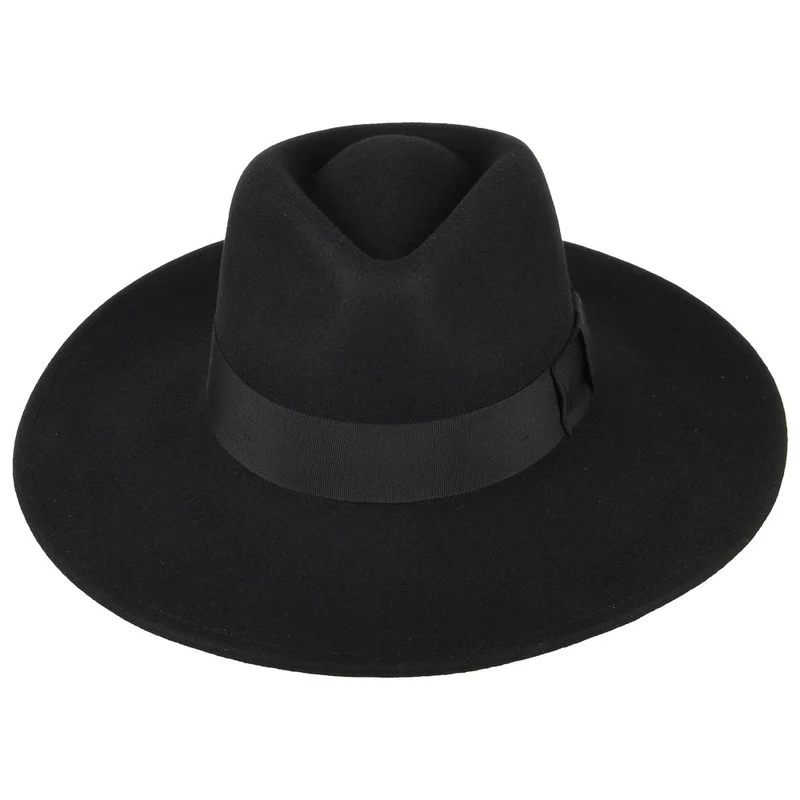 Chapeau Fedora à Bord Large en Laine Feutrée Joanna noir BRIXTON