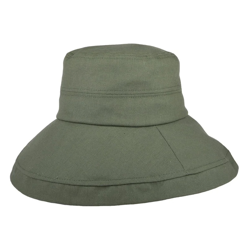 Chapeau Été en Lin Pliable Lily olive SUR LA TÊTE - VENTE EN GROS