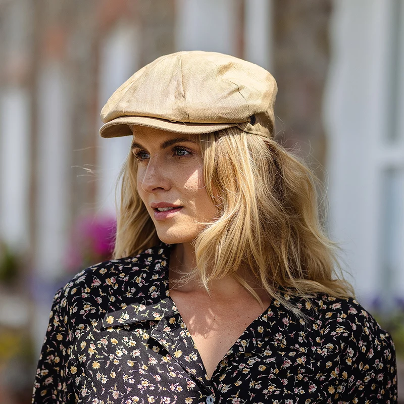 Casquette Gavroche en Lin camel JAXON & JAMES - VENTE EN GROS