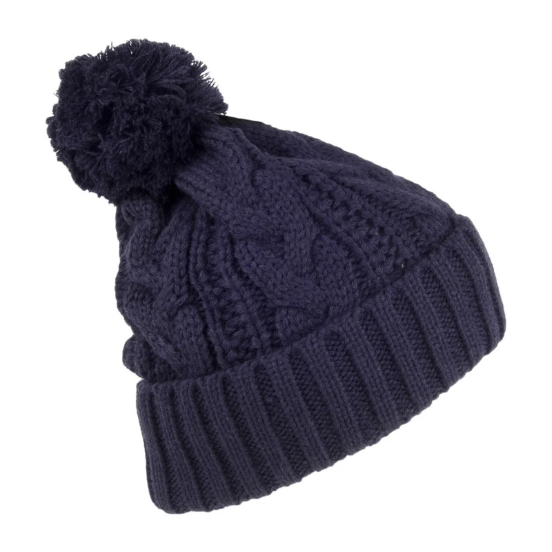 Bonnet à Pompon à Torsades bleu marine JAXON & JAMES - VENTE EN GROS