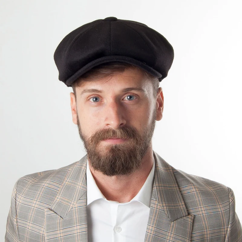 Casquette Gavroche en Pure Laine Harlem noir JAXON & JAMES - VENTE EN GROS