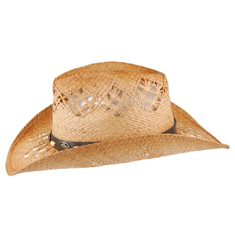 Chapeau de Cowboy en Raphia Annie Oakley SUR LA TETE - VENTE EN GROS