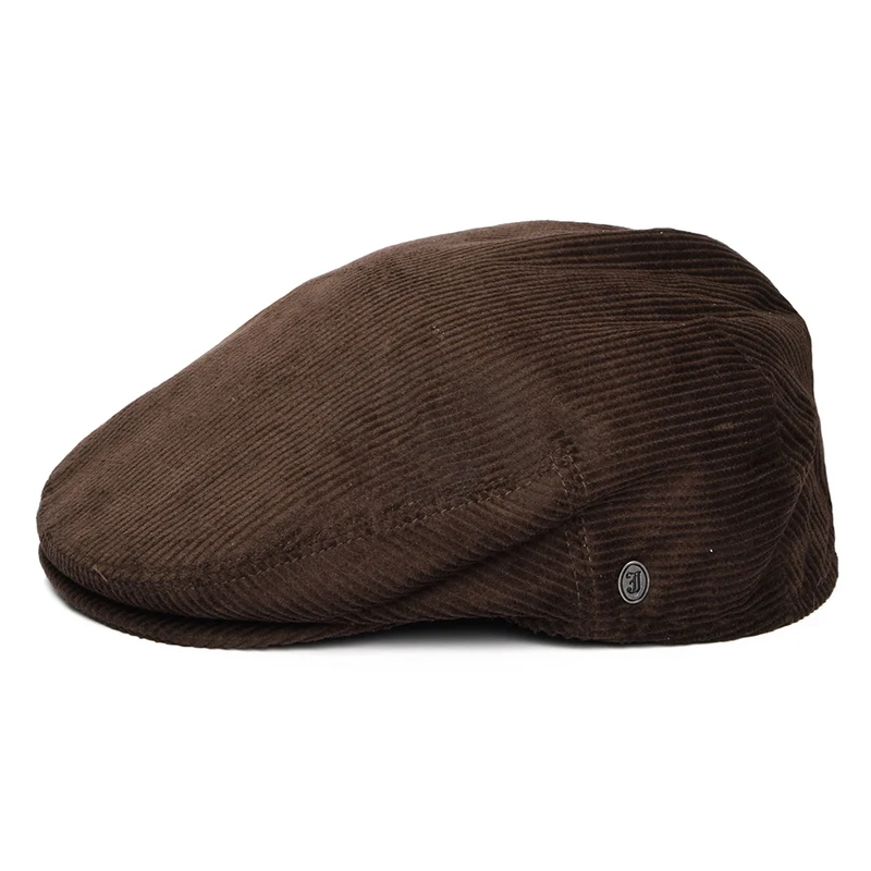 Casquette Plate en Velours Côtelé marron JAXON & JAMES - VENTE EN GROS