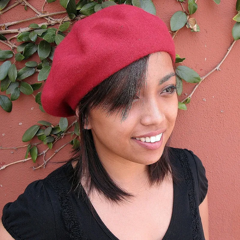 Béret Tendance en Laine rouge - VENTE EN GROS - 200