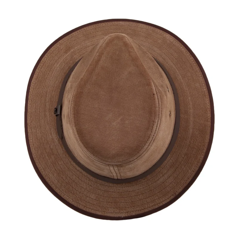 Chapeau Fedora Safari en Cuir Nubuck marron JAXON & JAMES - VENTE EN GROS