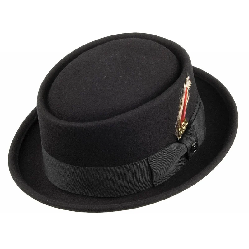 Chapeau Pork Pie en Laine Feutrée noir JAXON & JAMES - VENTE EN GROS