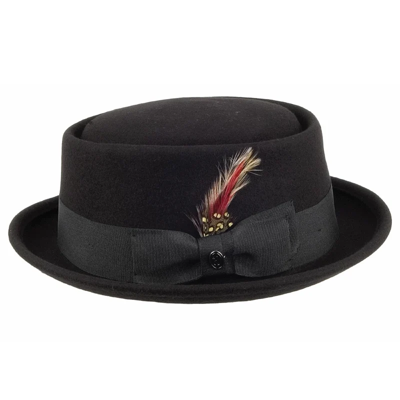 Chapeau Pork Pie en Laine Feutrée noir JAXON & JAMES - VENTE EN GROS