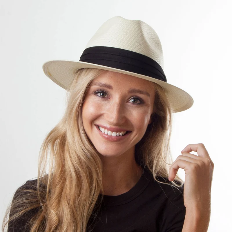 Chapeau Fedora Safari en Paille Toyo avec Bandeau noir JAXON & JAMES - VENTE EN GROS