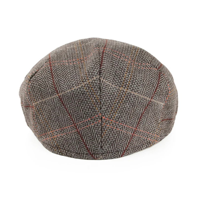 Casquette Plate en Tweed marron-gris JAXON & JAMES - VENTE EN GROS