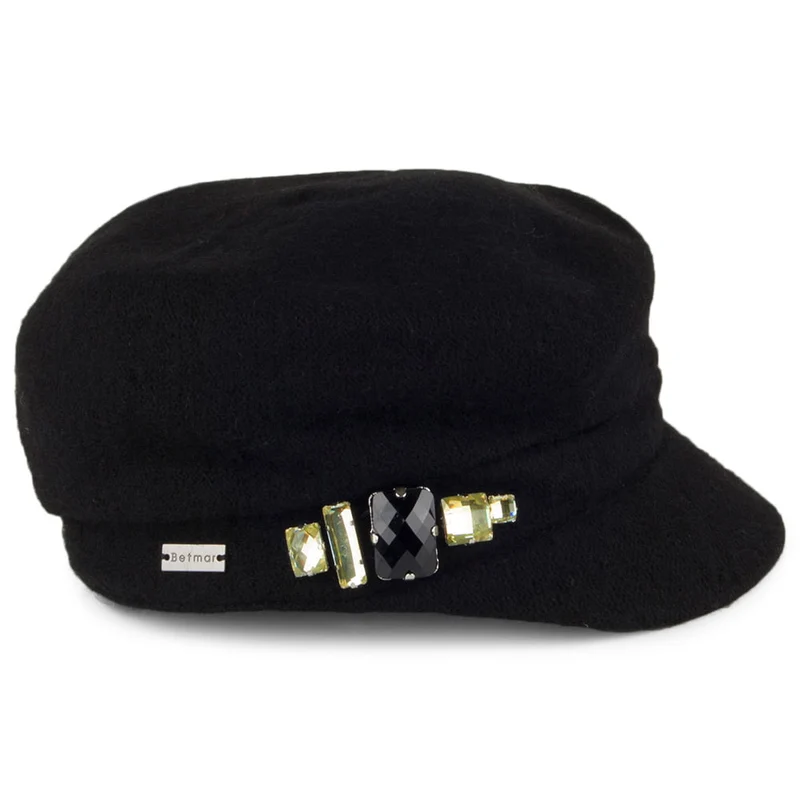 Casquette Gavroche Rhinestone noir BETMAR