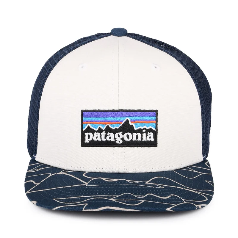 Casquette Trucker Enfant en Coton Bio P-6 Logo blanc-bleu PATAGONIA