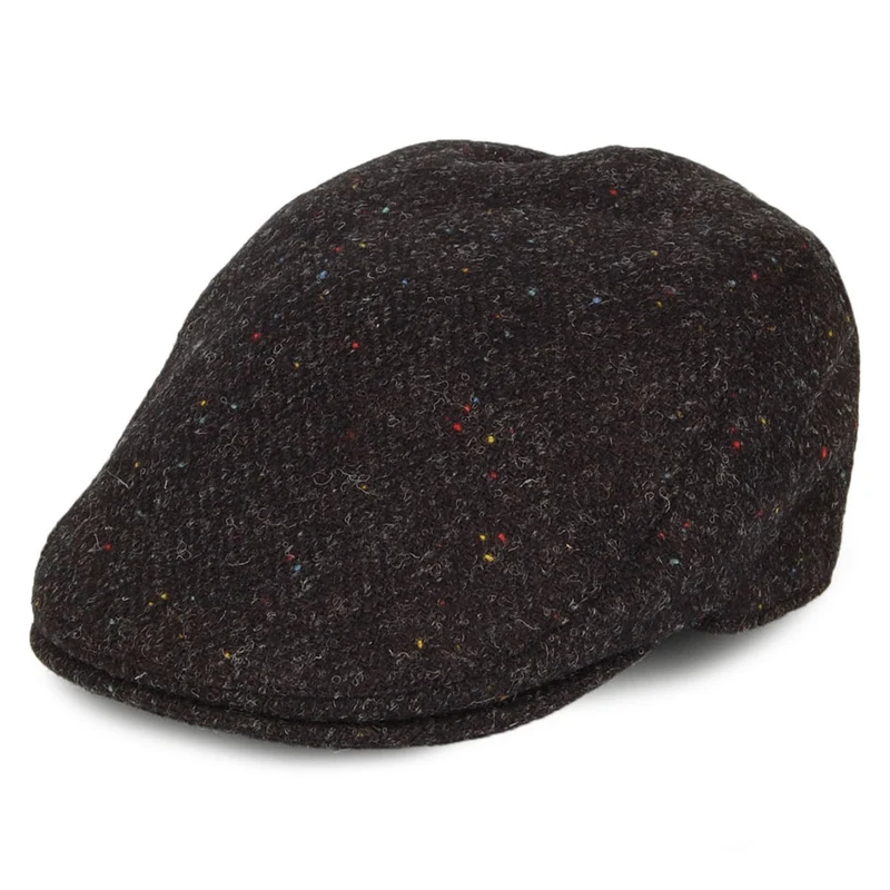 Casquette Plate en HARRIS TWEED à Protège-Oreilles Oban anthracite FAILSWORTH