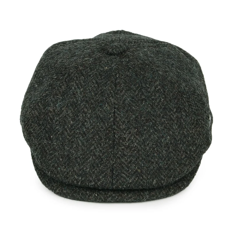 Casquette Gavroche en HARRIS TWEED à Chevrons Hudson olive FAILSWORTH