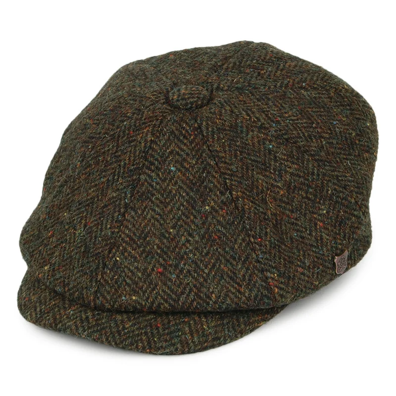 Casquette Gavroche en HARRIS TWEED Carloway olive FAILSWORTH