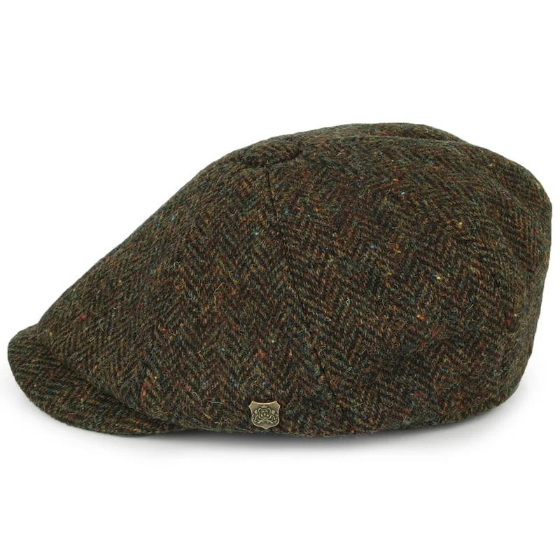Casquette Gavroche en HARRIS TWEED Carloway olive FAILSWORTH