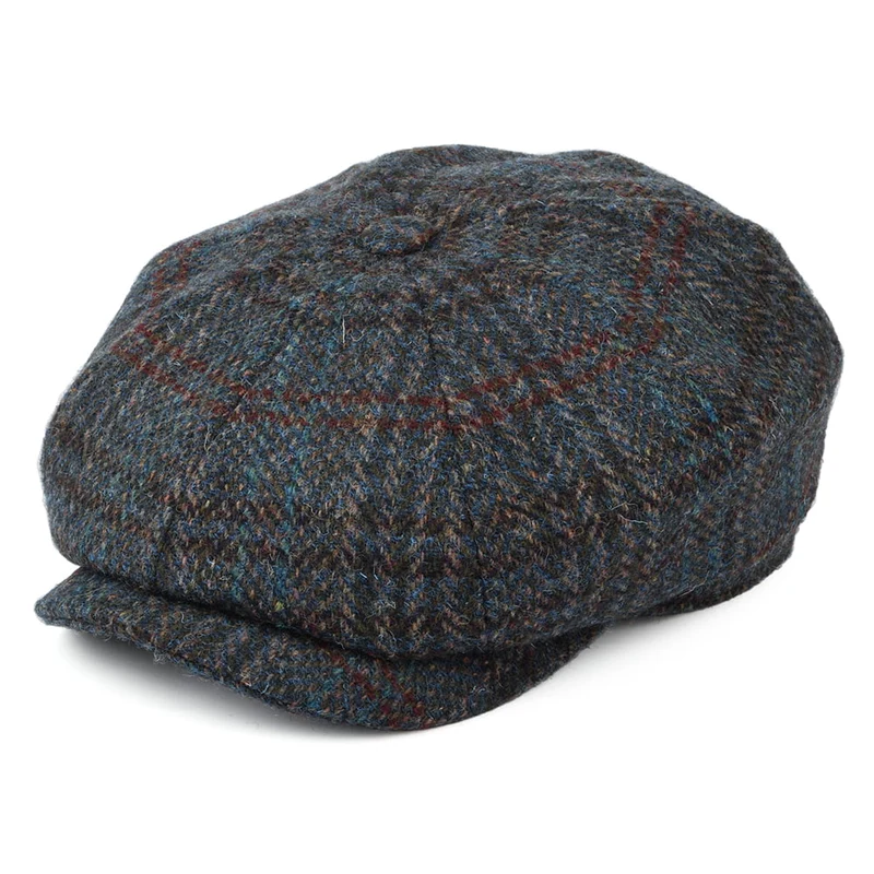 Casquette Gavroche en HARRIS TWEED Hatteras bleu-gris STETSON