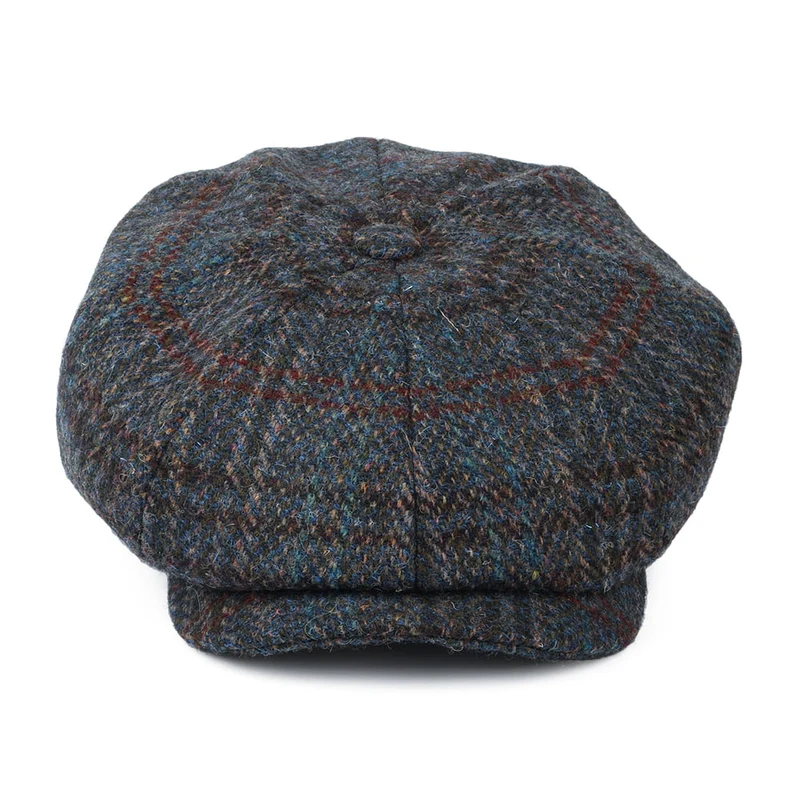 Casquette Gavroche en HARRIS TWEED Hatteras bleu-gris STETSON