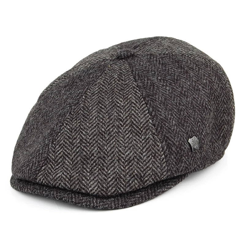 Casquette Gavroche en Laine à Chevrons Bicolore Hoxton gris-charbon FAILSWORTH