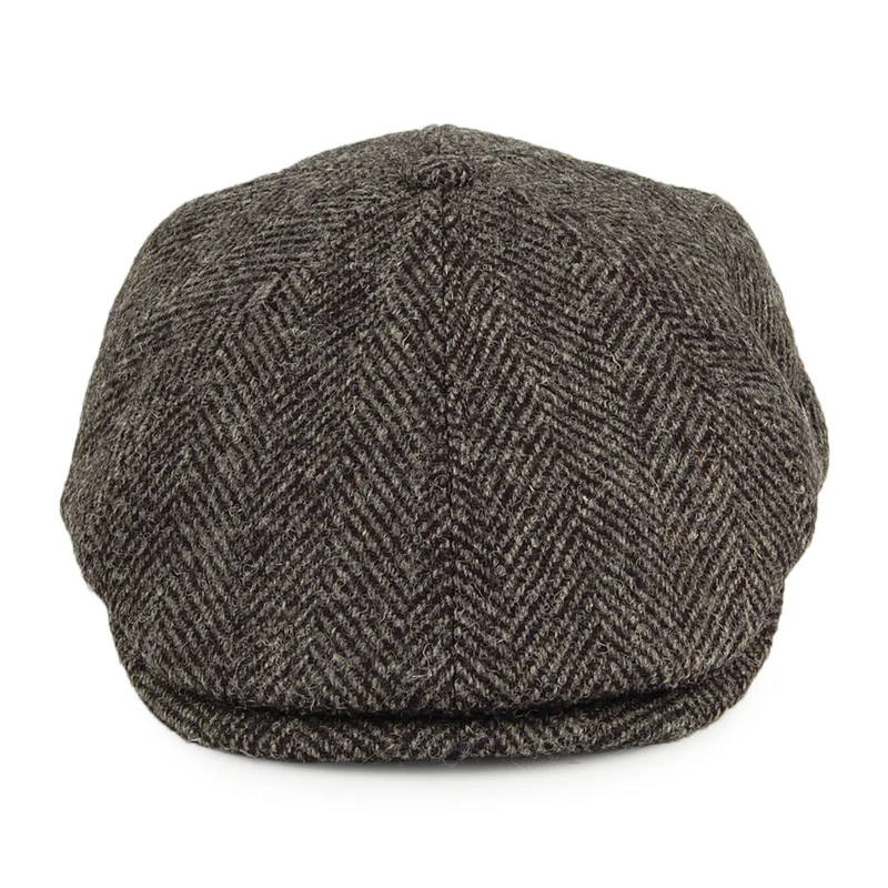Casquette Gavroche en HARRIS TWEED à Chevrons Hudson gris-noir FAILSWORTH