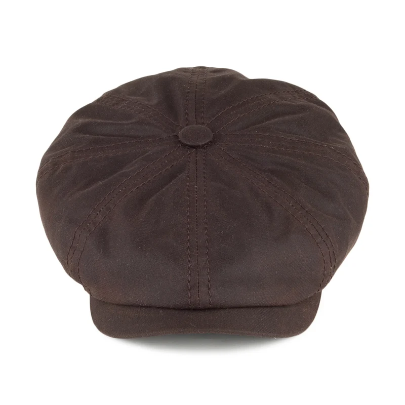 Casquette Gavroche en Coton Ciré Hatteras marron STETSON