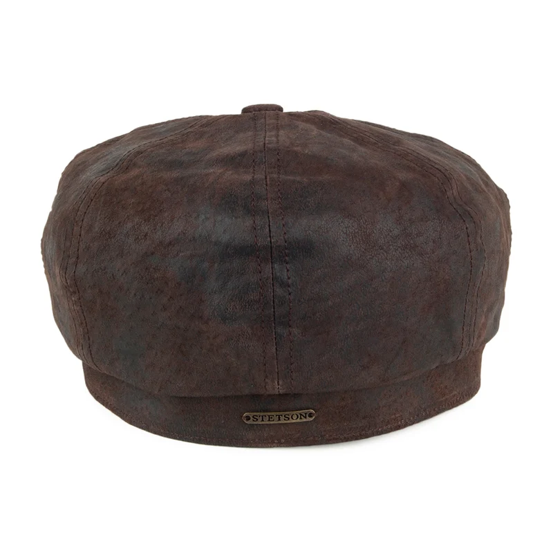 Casquette Gavroche en Cuir Hatteras marron STETSON